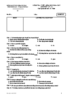 Đề kiểm tra một tiết Vật lí lớp 6 - Mã đề 353 - Năm học 2016-2017 - Phòng GD & ĐT Quảng Ngãi
